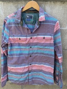 Modern Amusement Purple Striped Casual Button-Down Shirt